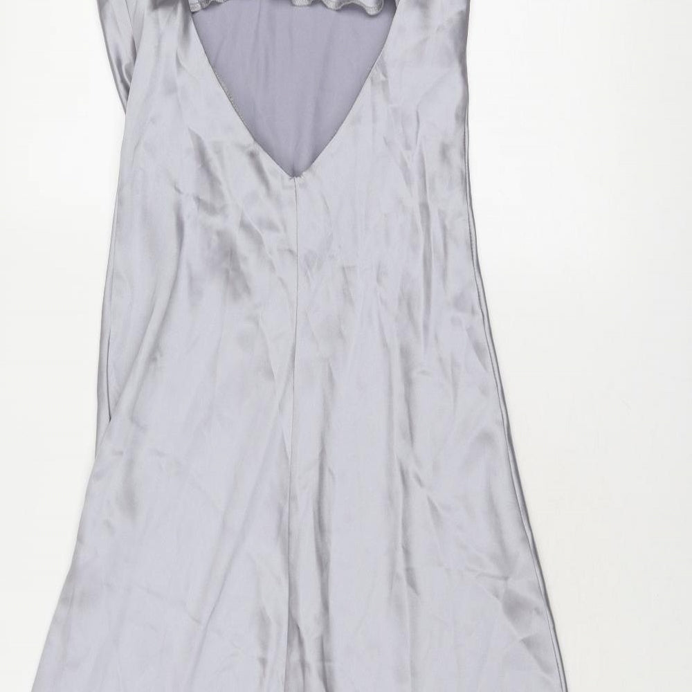 Zara Womens Grey Polyester Slip Dress Size S Sweetheart Pullover