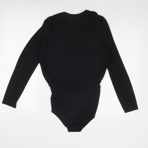 Marks and Spencer Womens Black Polyester Bodysuit One-Piece Size 8 Pullover - Wrap Style