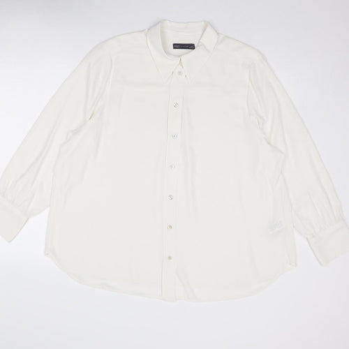 Marks and Spencer Womens White Polyacrylate Fibre Basic Button-Up Size 22 Collared