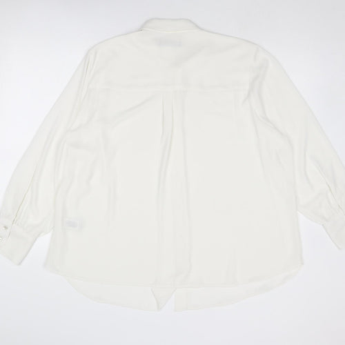 Marks and Spencer Womens White Polyacrylate Fibre Basic Button-Up Size 22 Collared