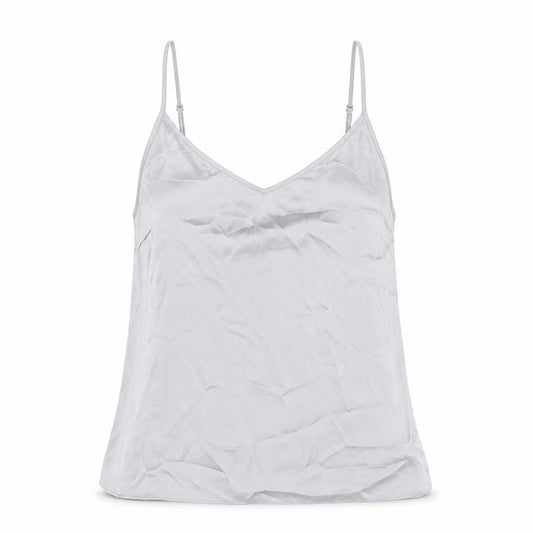 Front view of Marks & Spencer women’s grey polyester basic tank, size UK 12, v-neck