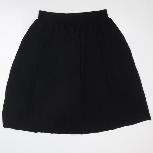 Marks and Spencer Womens Black Viscose Swing Skirt Size 14