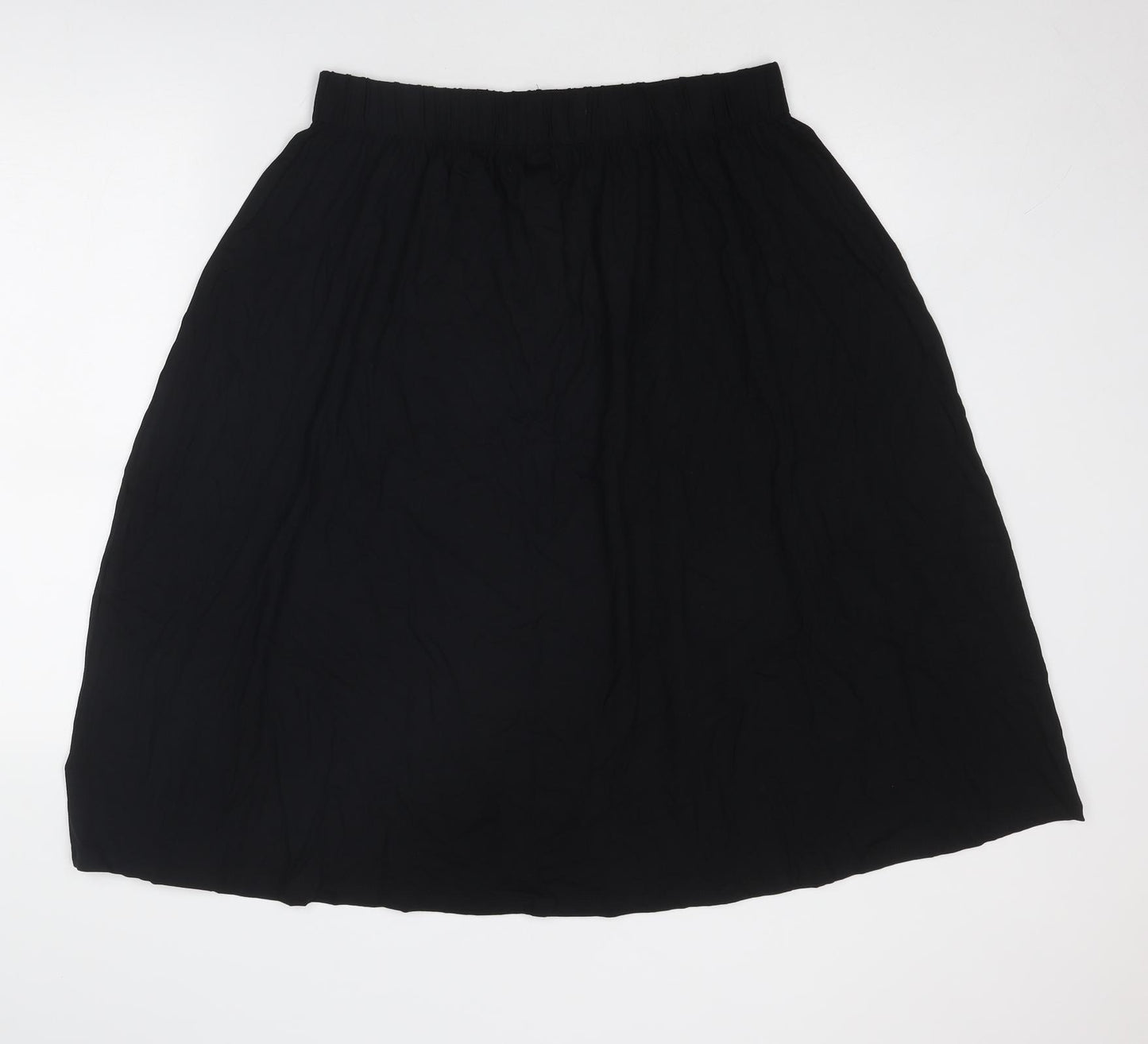 Marks and Spencer Womens Black Viscose Swing Skirt Size 14