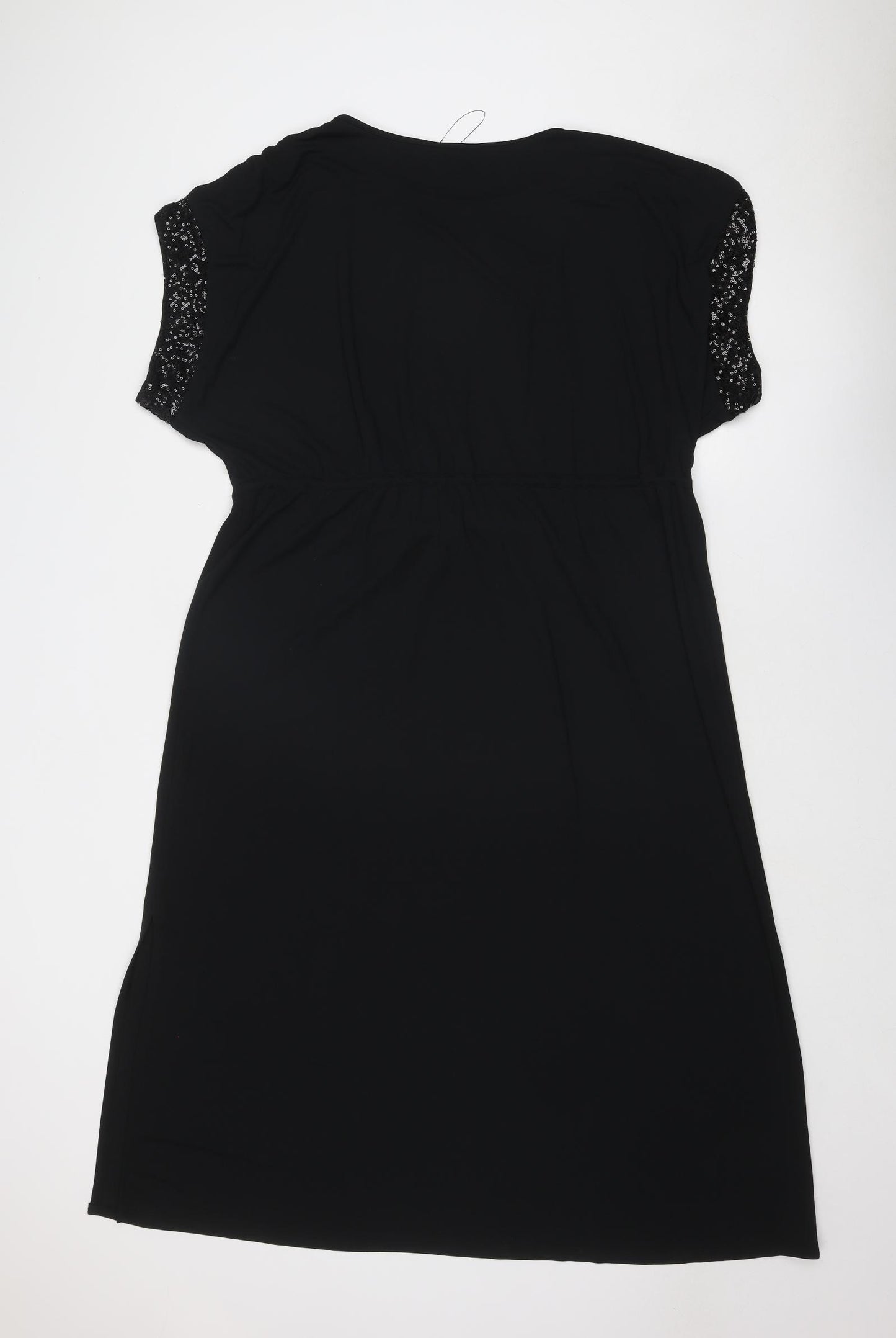 Marks and Spencer Womens Black Polyester Trapeze & Swing Size 16 Round Neck Pullover