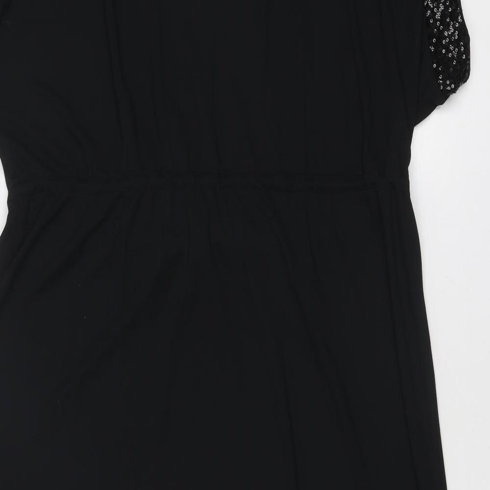 Marks and Spencer Womens Black Polyester Trapeze & Swing Size 16 Round Neck Pullover