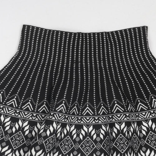New Look Womens Black Geometric Polyester Swing Skirt Size 8