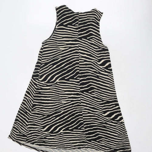 H&M Womens Black Animal Print Viscose Trapeze & Swing Size XS Round Neck Pullover - Zebra Pattern