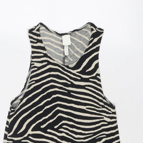 H&M Womens Black Animal Print Viscose Trapeze & Swing Size XS Round Neck Pullover - Zebra Pattern