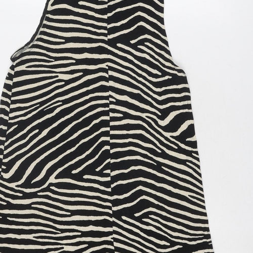 H&M Womens Black Animal Print Viscose Trapeze & Swing Size XS Round Neck Pullover - Zebra Pattern