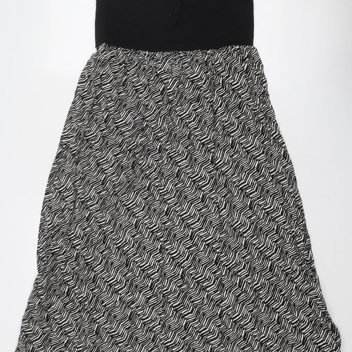 mamas & papas Womens Black Geometric Viscose Trapeze & Swing Size 6 Off the Shoulder Pullover
