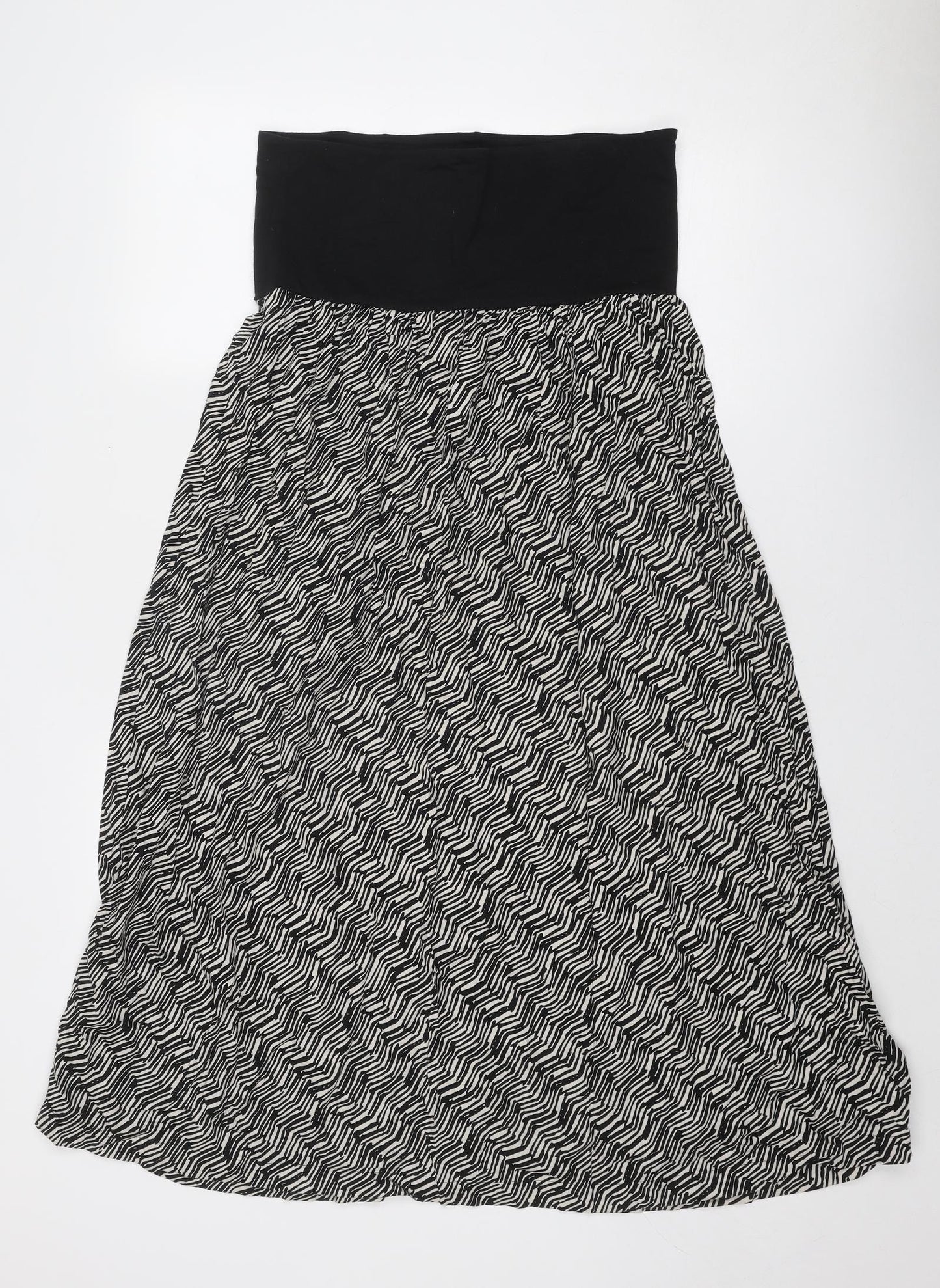 mamas & papas Womens Black Geometric Viscose Trapeze & Swing Size 6 Off the Shoulder Pullover