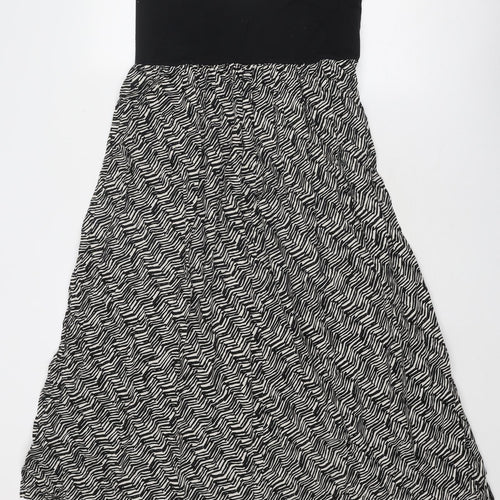 mamas & papas Womens Black Geometric Viscose Trapeze & Swing Size 6 Off the Shoulder Pullover