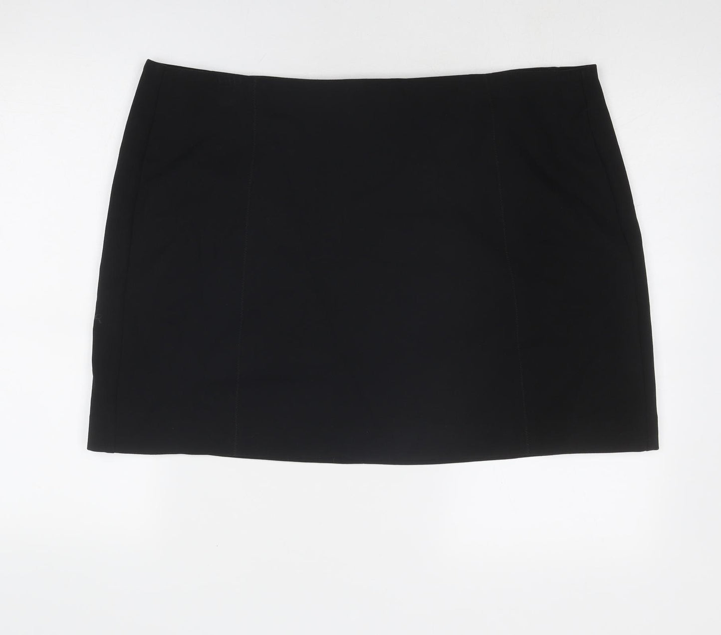 Marks and Spencer Womens Black Polyester A-Line Skirt Size 22 Zip