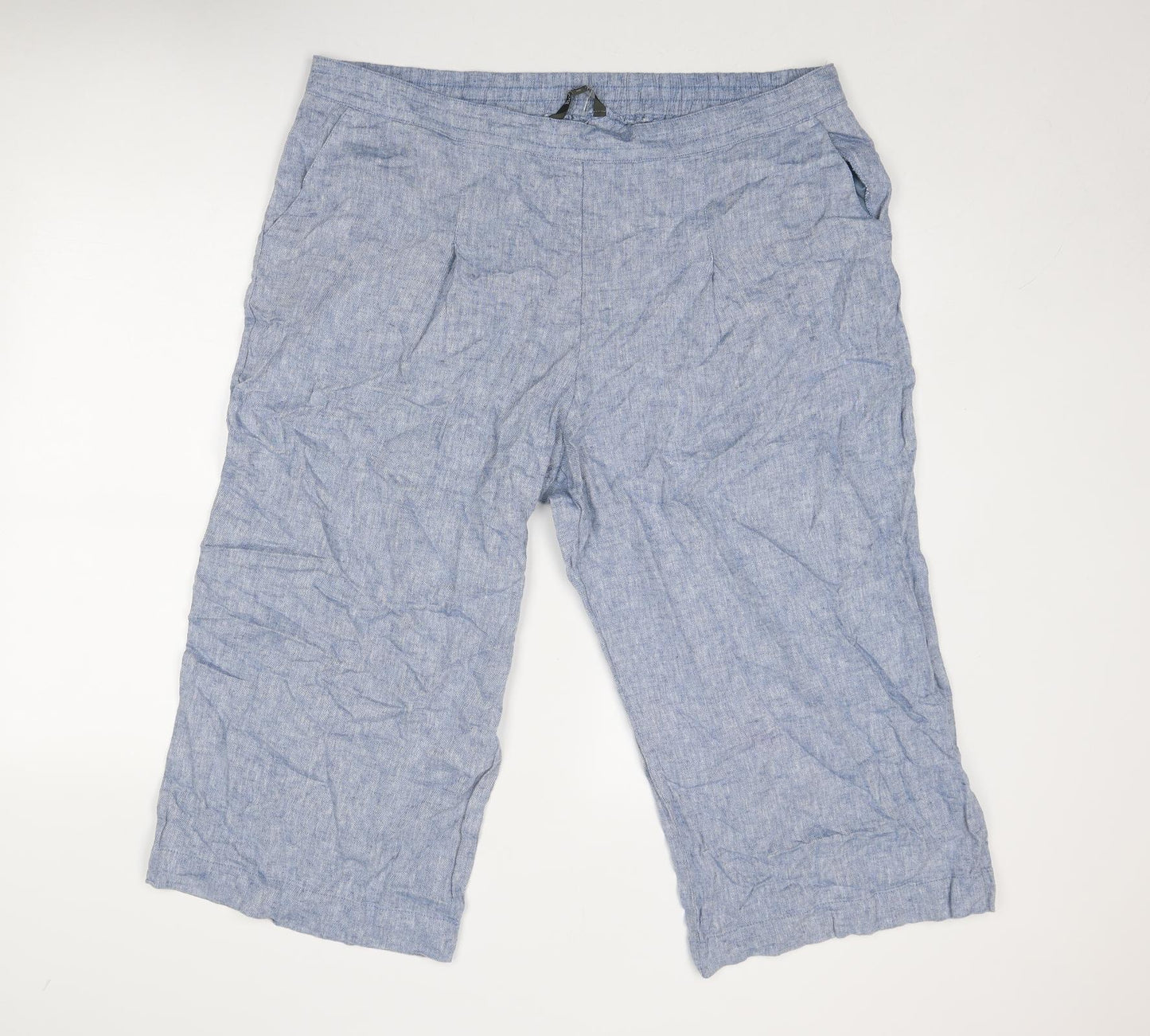 Bonmarché Womens Blue Linen Trousers Size 20 Regular