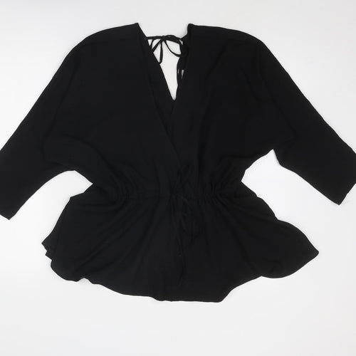 ASOS Womens Black Polyester Basic Blouse Size 8 V-Neck - Peplum