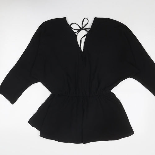 ASOS Womens Black Polyester Basic Blouse Size 8 V-Neck - Peplum