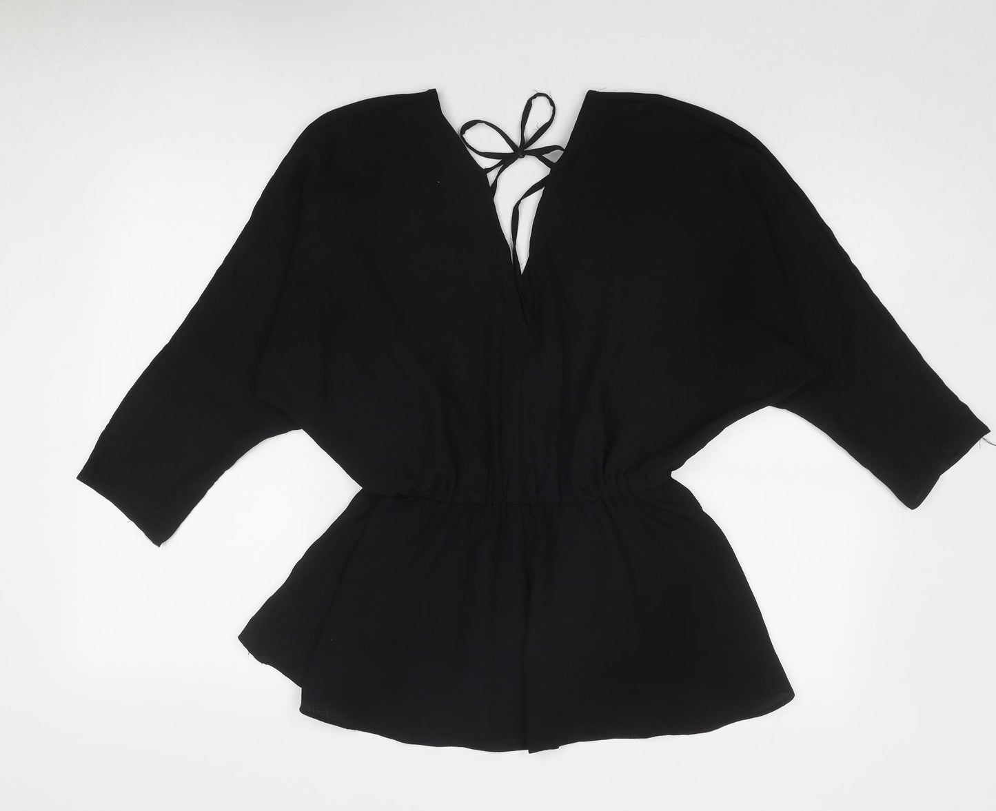 ASOS Womens Black Polyester Basic Blouse Size 8 V-Neck - Peplum