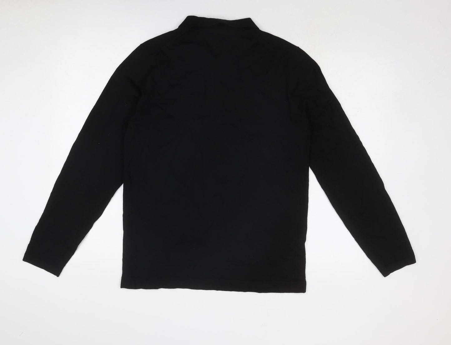 Burberry Mens Black Wool Polo Size M Collared Button