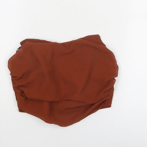 Missguided Womens Brown Polyester Cropped Blouse Size 8 Square Neck - Corset Style