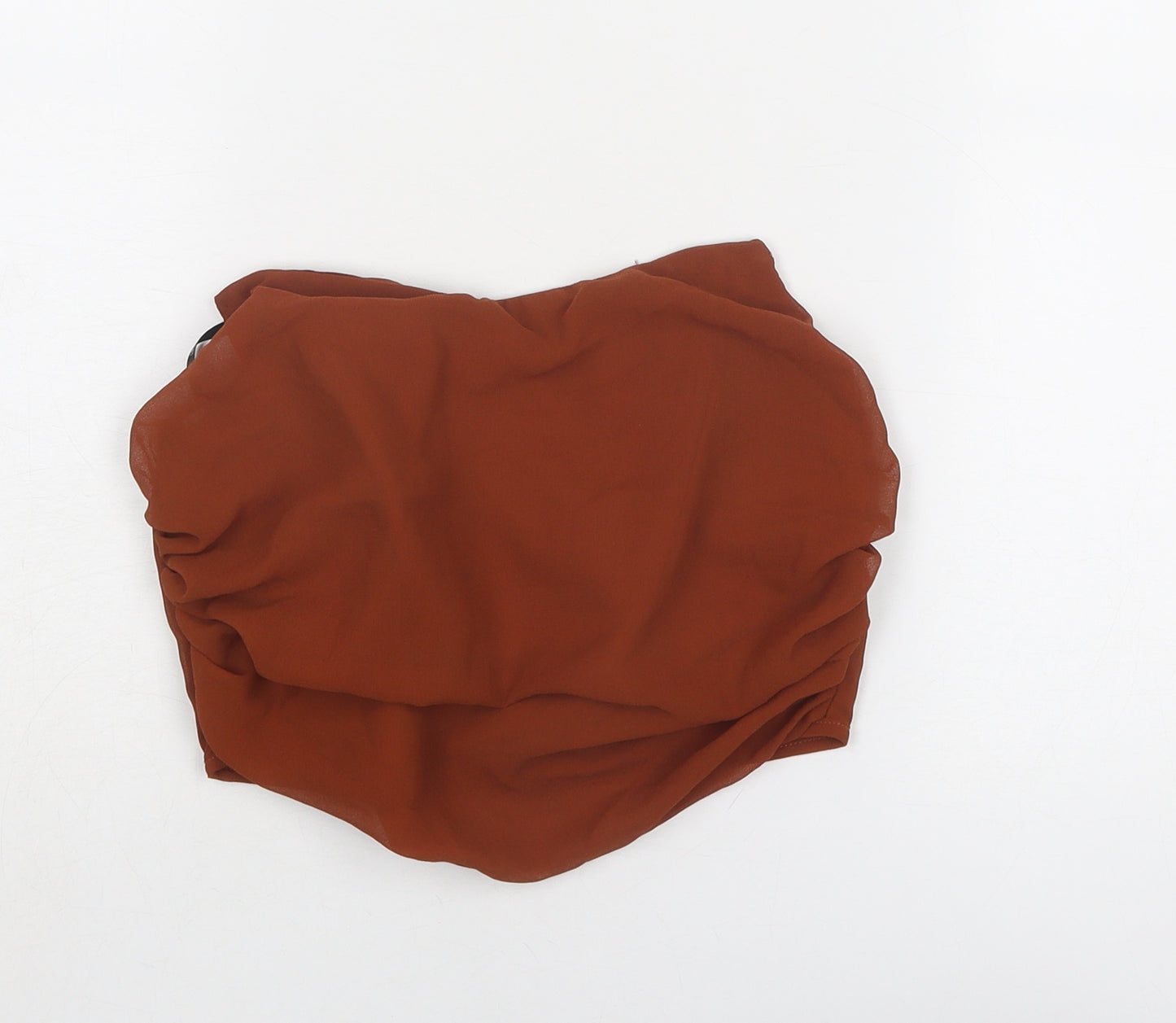 Missguided Womens Brown Polyester Cropped Blouse Size 8 Square Neck - Corset Style