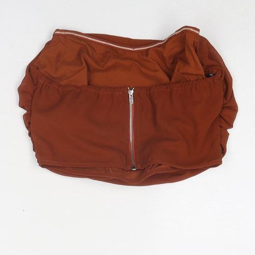 Missguided Womens Brown Polyester Cropped Blouse Size 8 Square Neck - Corset Style