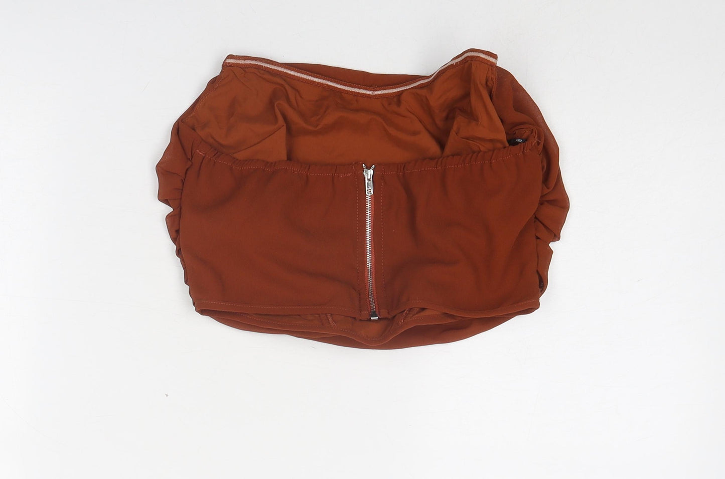 Missguided Womens Brown Polyester Cropped Blouse Size 8 Square Neck - Corset Style