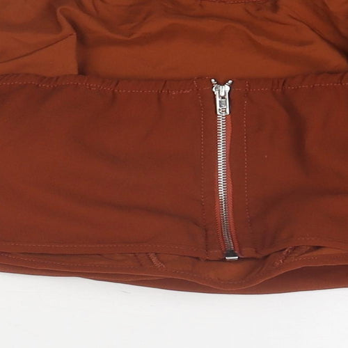 Missguided Womens Brown Polyester Cropped Blouse Size 8 Square Neck - Corset Style