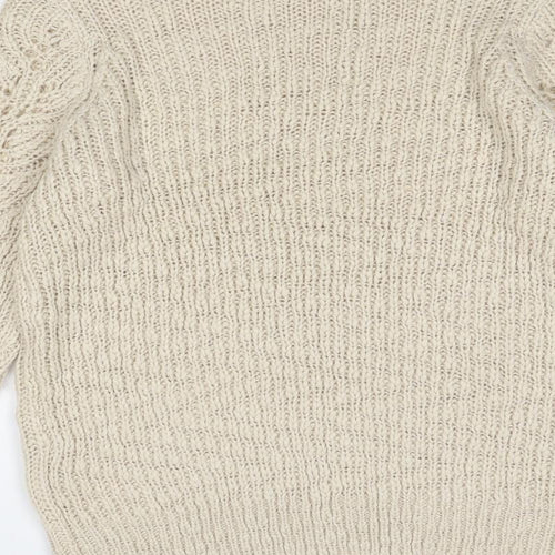 VERO MODA Womens Beige Round Neck Acrylic Pullover Jumper Size L