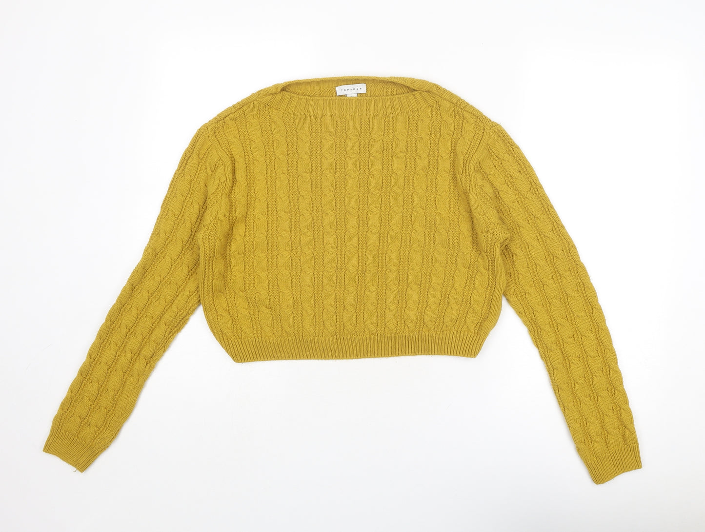 Topshop Womens Yellow Boat Neck Acrylic Pullover Jumper Size S