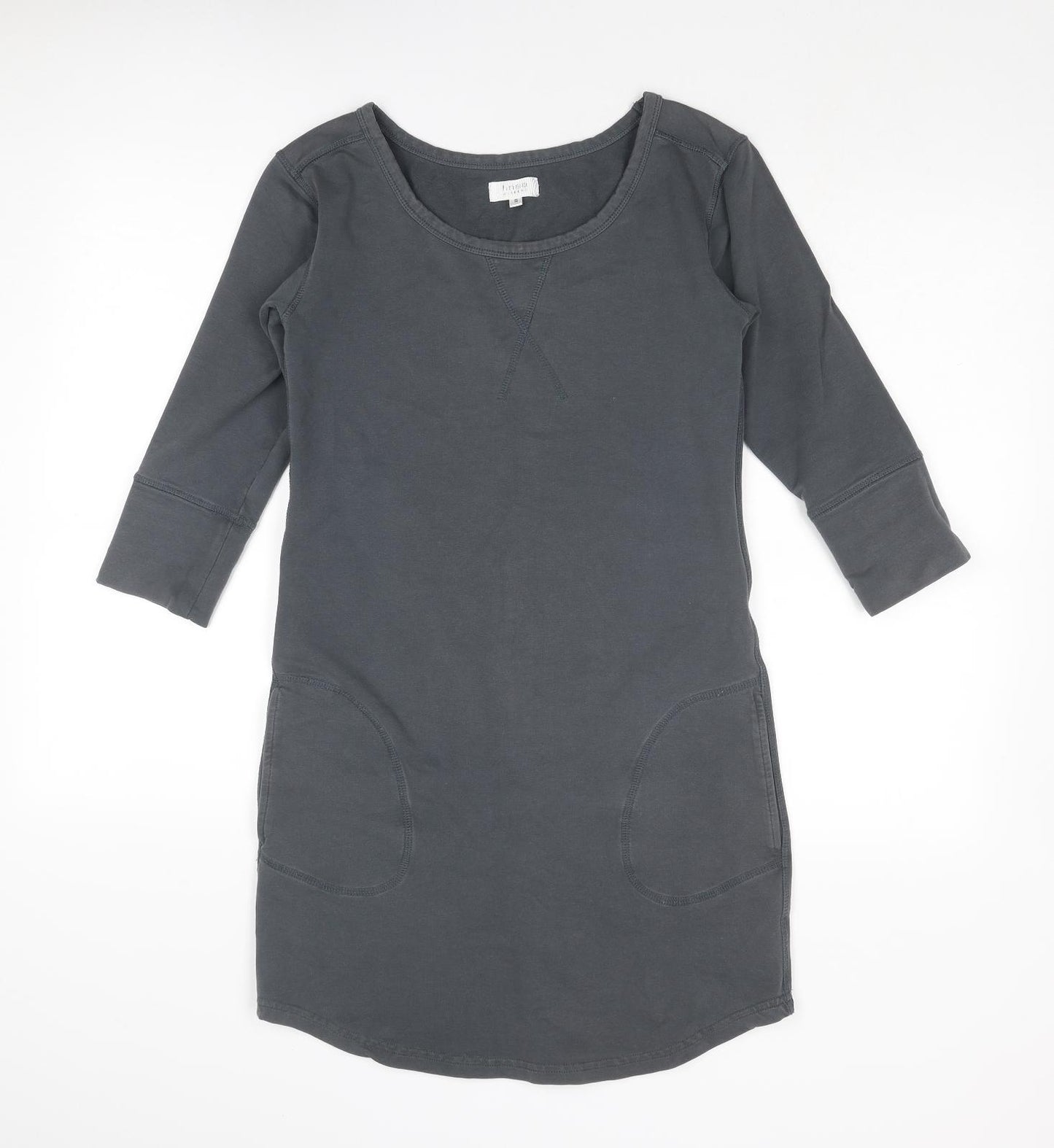 Linea Womens Grey Cotton Jumper Dress Size S Round Neck Pullover
