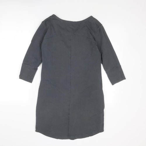 Linea Womens Grey Cotton Jumper Dress Size S Round Neck Pullover
