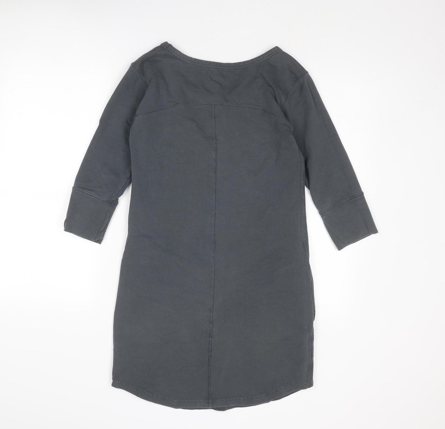 Linea Womens Grey Cotton Jumper Dress Size S Round Neck Pullover