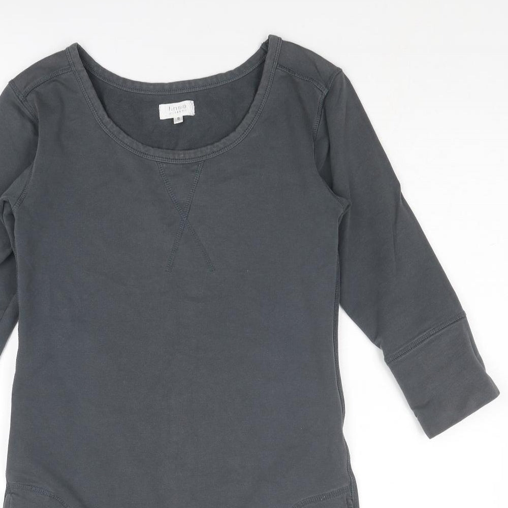 Linea Womens Grey Cotton Jumper Dress Size S Round Neck Pullover