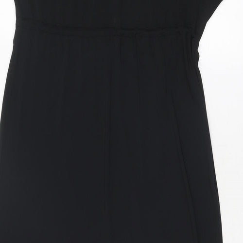 Marks and Spencer Womens Black Polyester A-Line Size 8 Round Neck Pullover