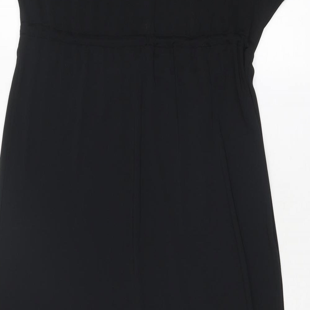 Marks and Spencer Womens Black Polyester A-Line Size 8 Round Neck Pullover