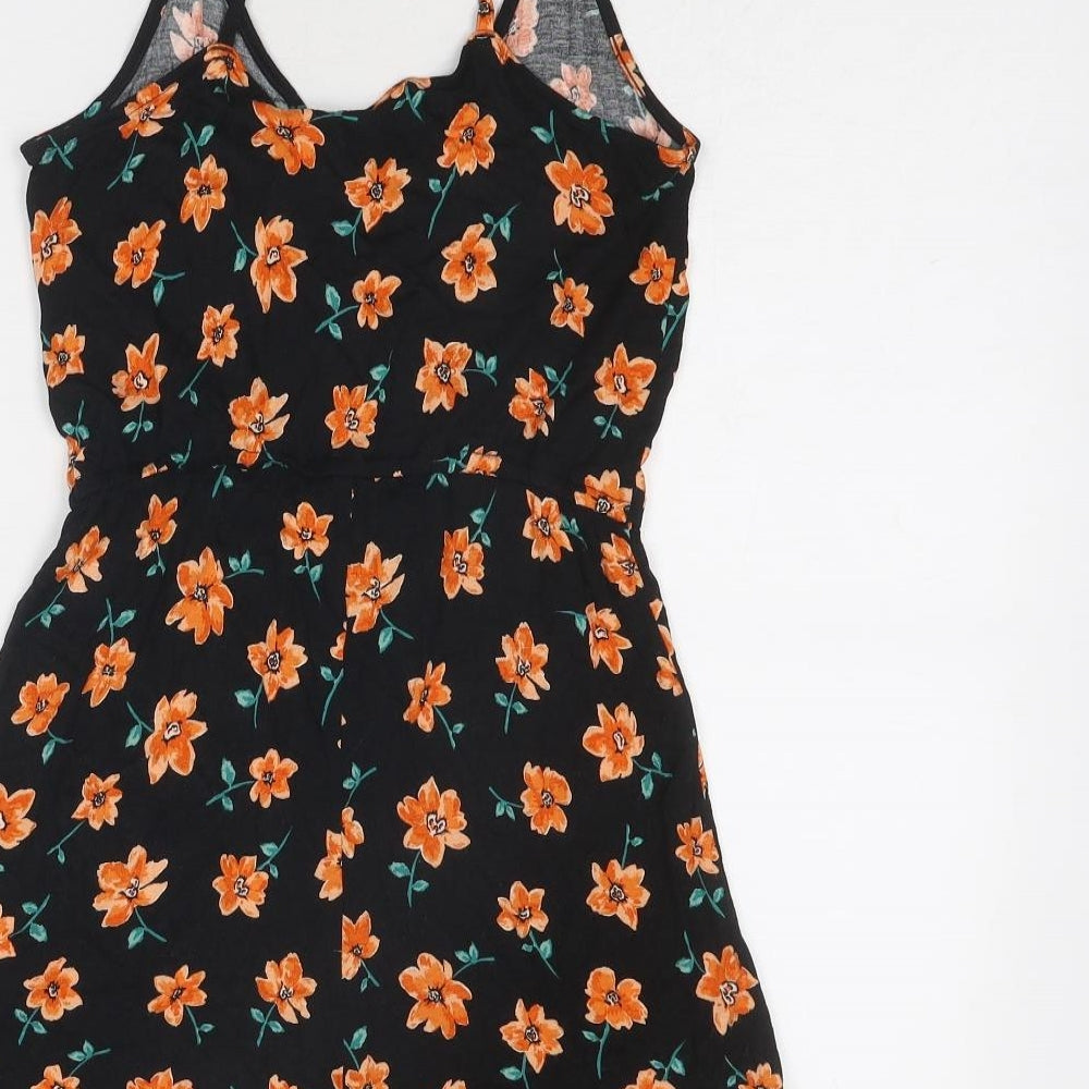 Divided by H&M Womens Black Floral Viscose Playsuit One-Piece Size 8 Pullover
