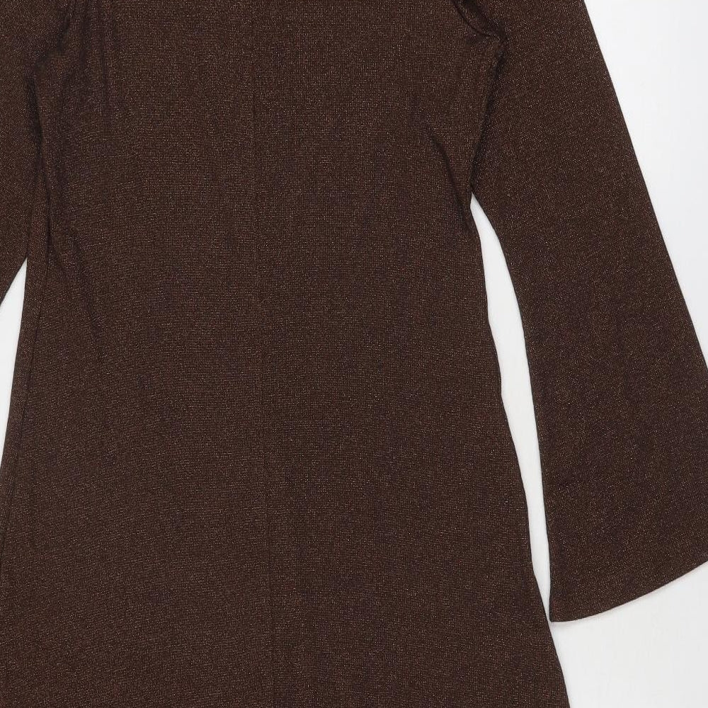 Marks and Spencer Womens Brown Cotton Trapeze & Swing Size 16 Round Neck Pullover