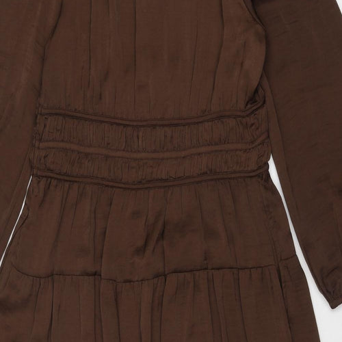 Per Una Womens Brown Polyester Trapeze & Swing Size 14 V-Neck Zip
