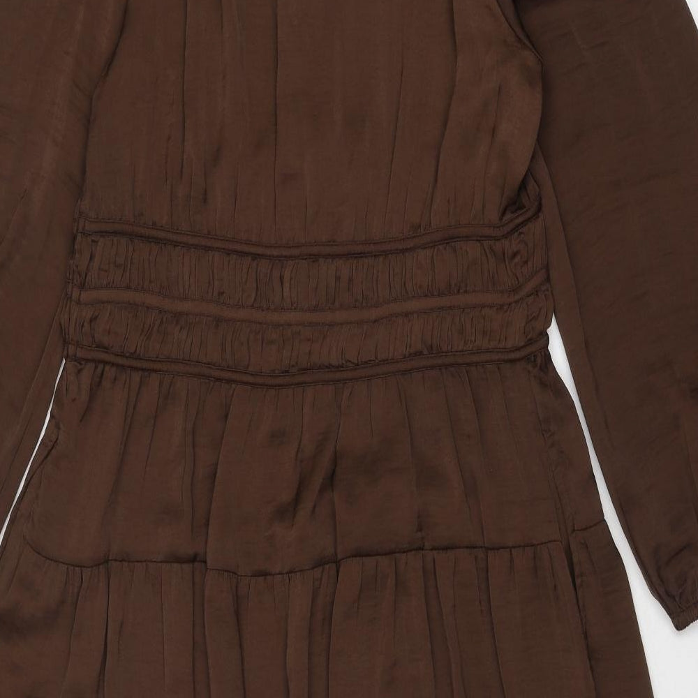 Per Una Womens Brown Polyester Trapeze & Swing Size 14 V-Neck Zip