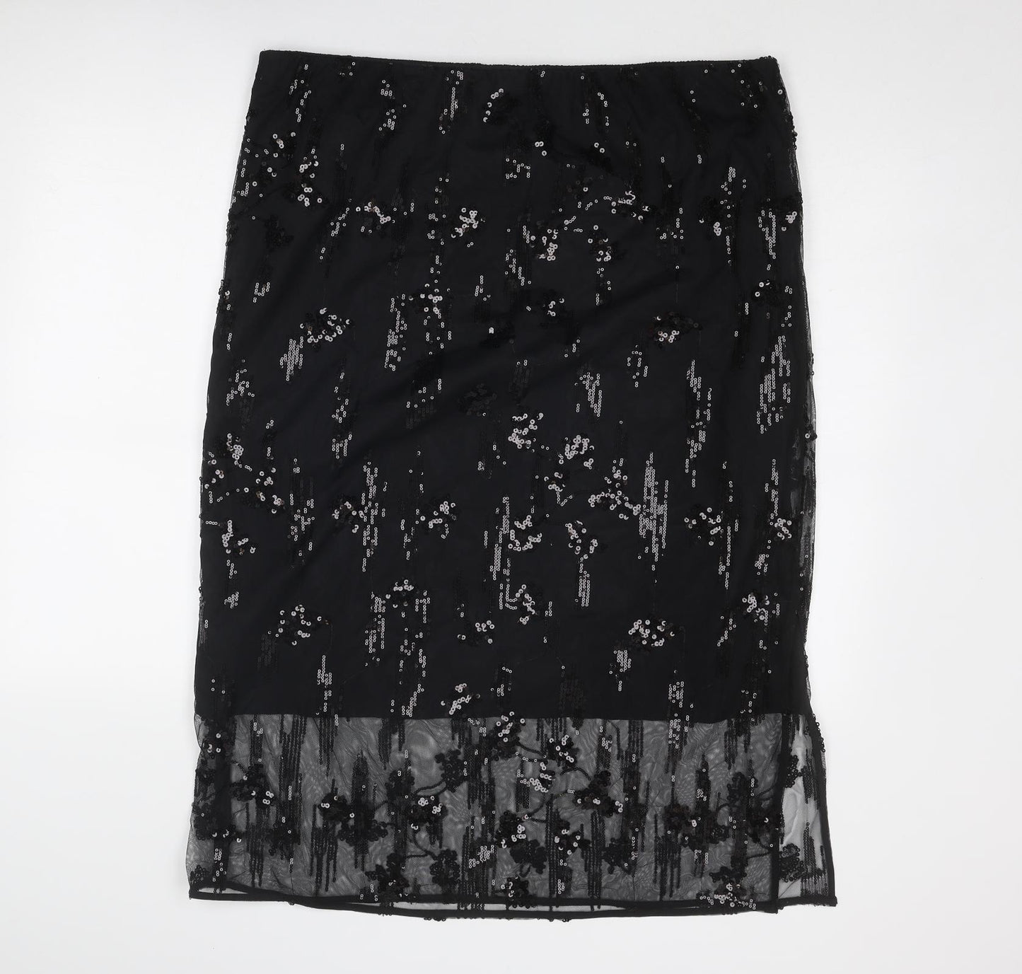 Marks and Spencer Womens Black Geometric Polyester A-Line Skirt Size 20