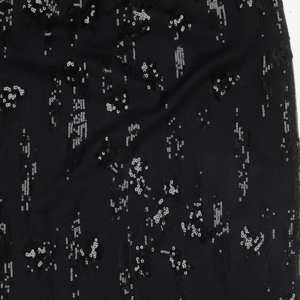 Marks and Spencer Womens Black Geometric Polyester A-Line Skirt Size 20