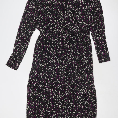 Marks and Spencer Womens Black Animal Print Polyester A-Line Size 20 Round Neck Pullover