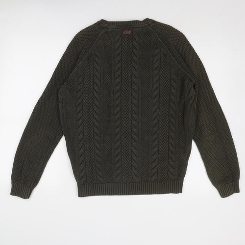 7 For All Mankind Mens Green Round Neck Cotton Pullover Jumper Size XL Long Sleeve