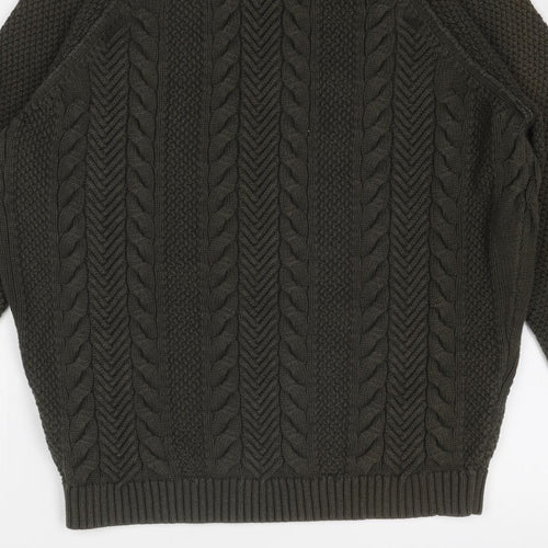 7 For All Mankind Mens Green Round Neck Cotton Pullover Jumper Size XL Long Sleeve