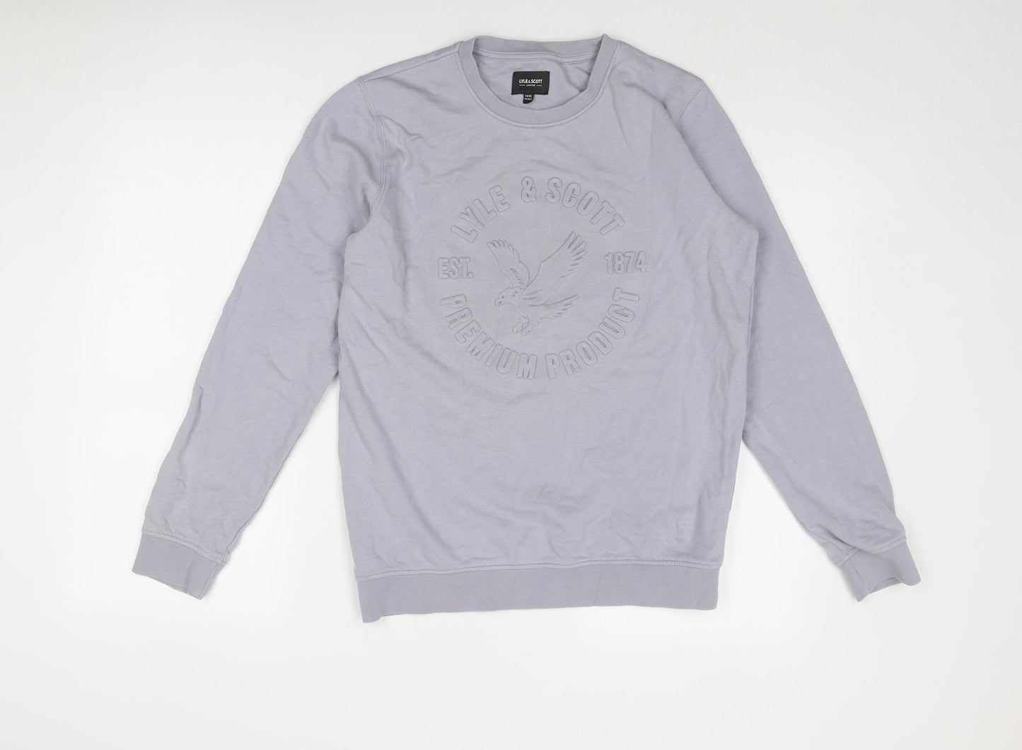 Lyle & Scott Boys Grey Cotton Pullover Sweatshirt Size 14-15 Years Pullover