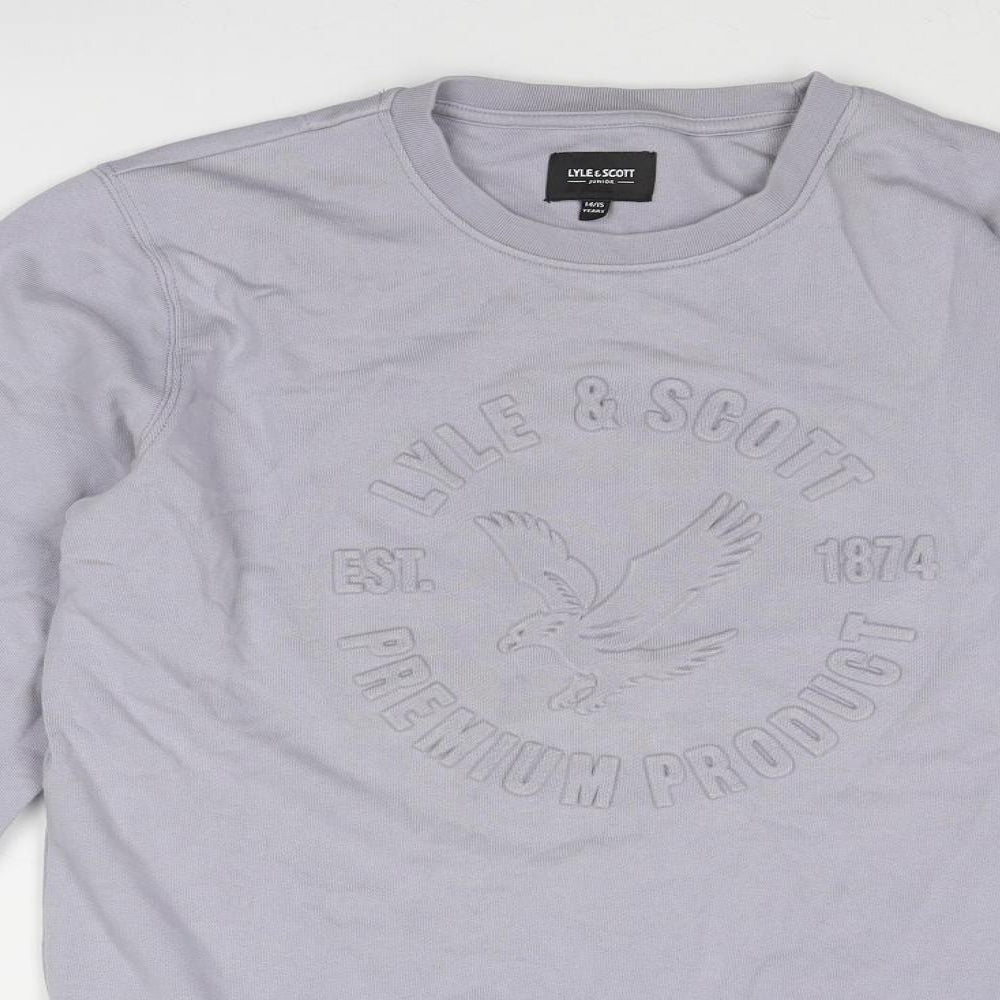 Lyle & Scott Boys Grey Cotton Pullover Sweatshirt Size 14-15 Years Pullover