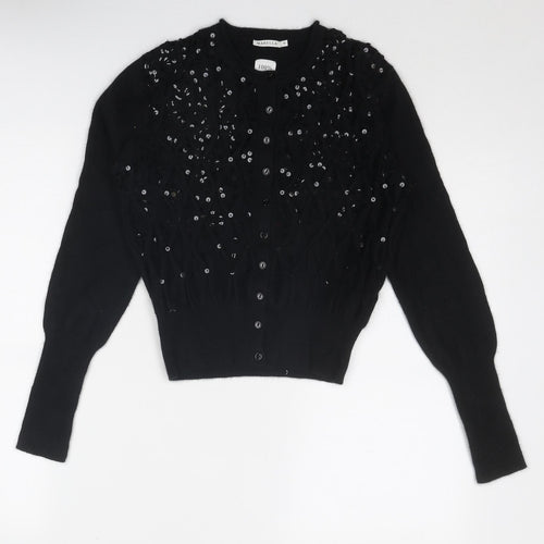 Marella Womens Black V-Neck Angora Cardigan Jumper Size M