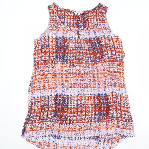 Fat Face Womens Multicoloured Geometric Viscose Basic Tank Size 16 Boat Neck