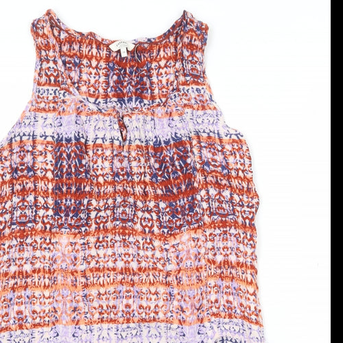 Fat Face Womens Multicoloured Geometric Viscose Basic Tank Size 16 Boat Neck