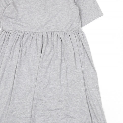 New Look Womens Grey Polyester T-Shirt Dress Size 12 Round Neck Button
